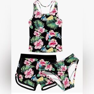 3 pcs tropical Hawaiian swim suit size 12 years